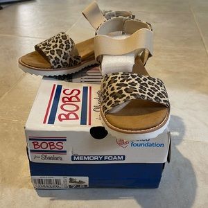 BOBS by Sketchers - leopard print wedge sandals. Size 7.5